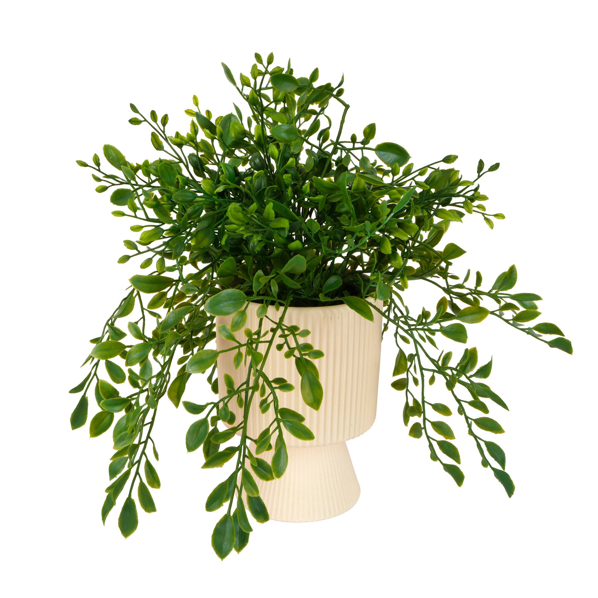 11" Premade Faux Plant in Fluted Ceramic Pot by Ashland®
